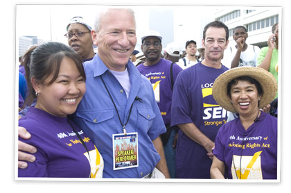 Andy Stern with SEIU members